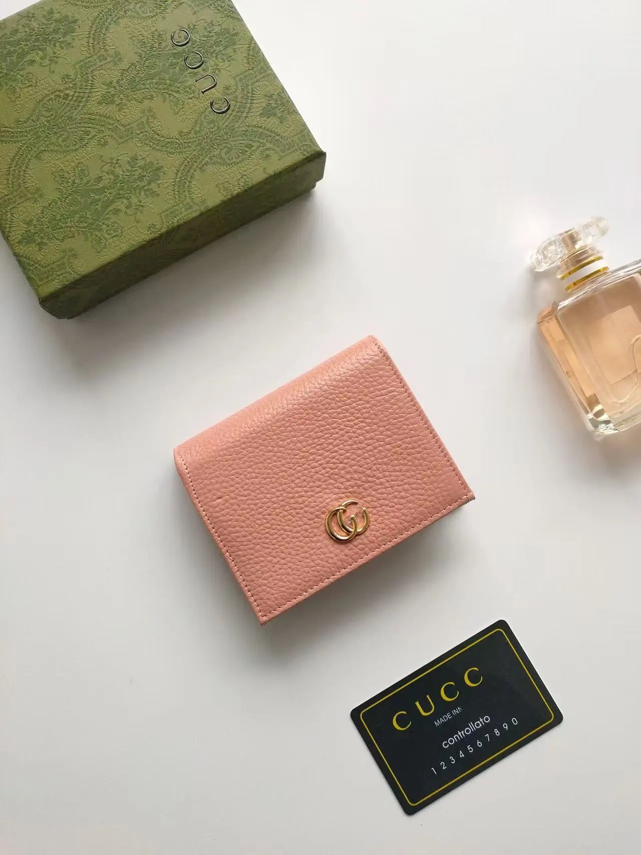 Gucci GG Marmont Mini Wallet Pink Leather Short Wallet - 2