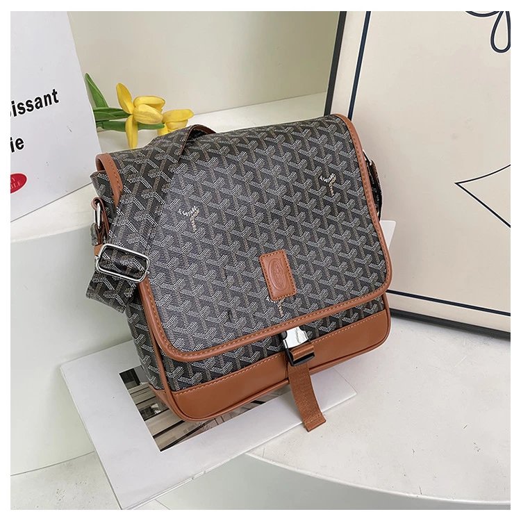 Goyard Saint Louis Messenger Bag Gray and Brown Crossbody Bag - 12