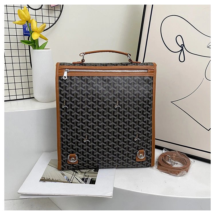 Goyard Saint Louis Briefcase Black and Tan Monogram Canvas Messenger Bag - 14