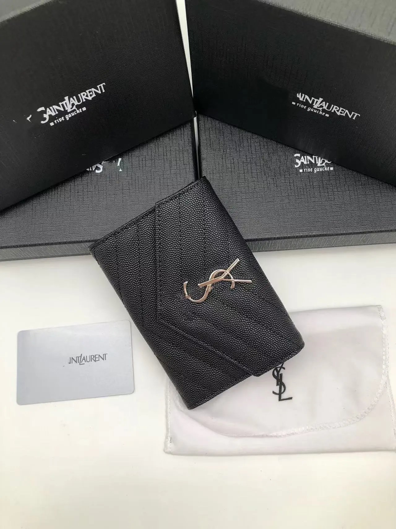 Saint Laurent Monogramme Leather Card Holder Burgundy Wallet - 5