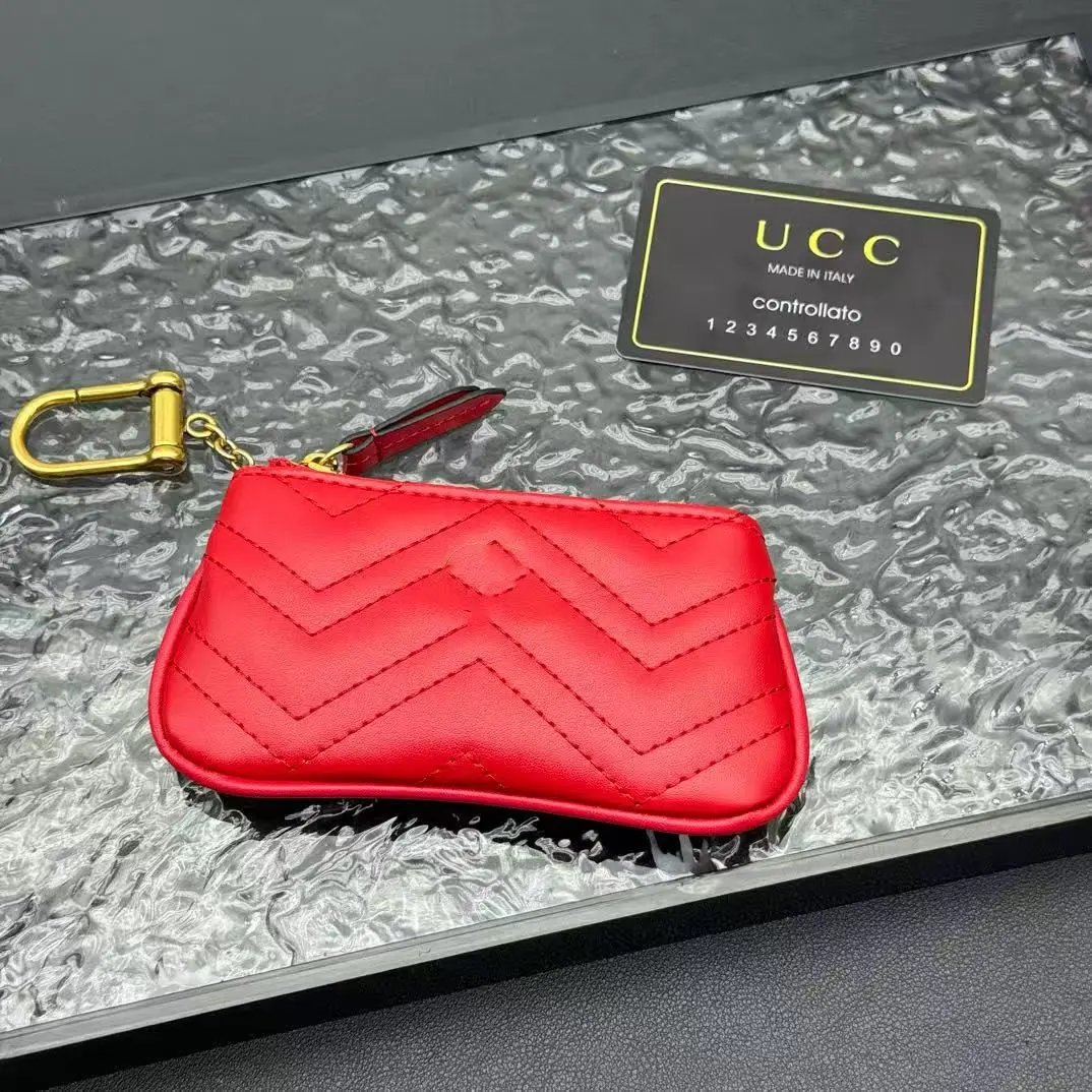 Design UCC Chevron-Quilted Key Pouch Black Wallet Coin Purse - 4