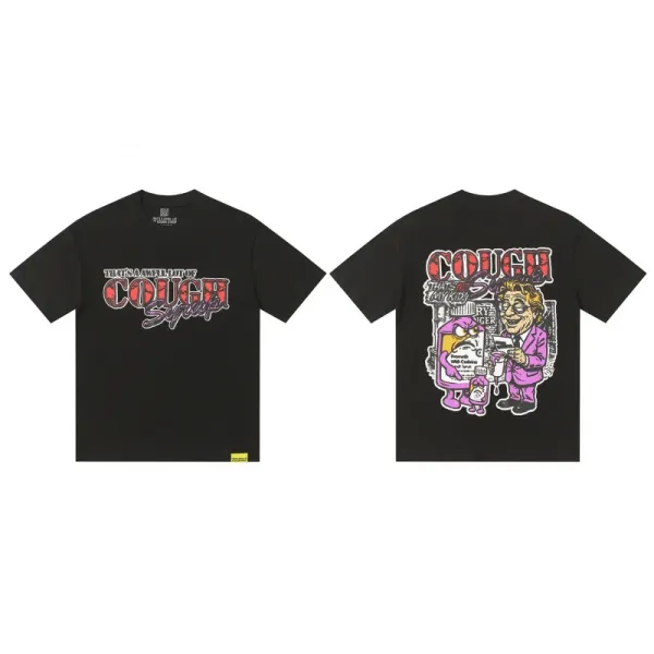 Design Cough Syrup Graphic Print Black T-Shirt T-Shirts - 1