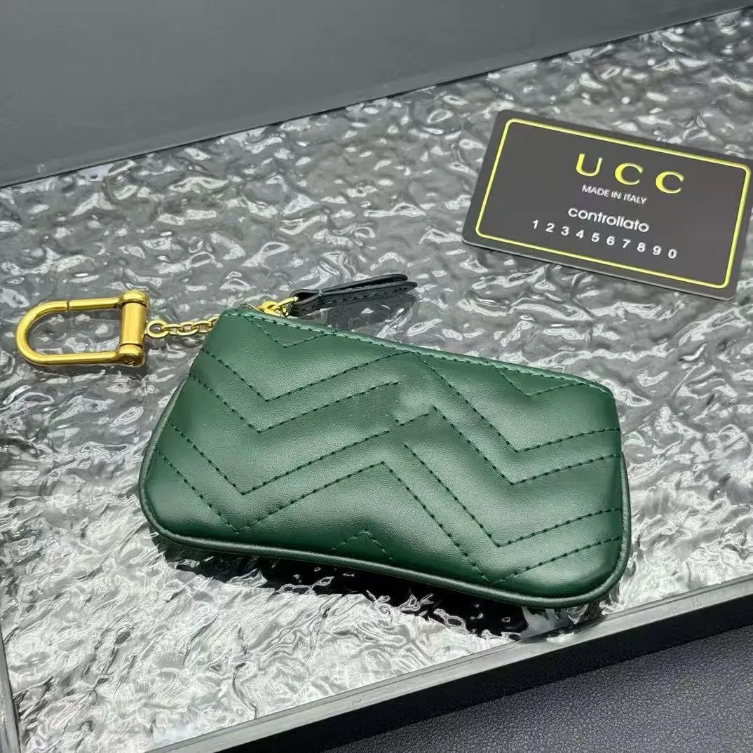 Design UCC Chevron-Quilted Key Pouch Black Wallet Coin Purse - 3