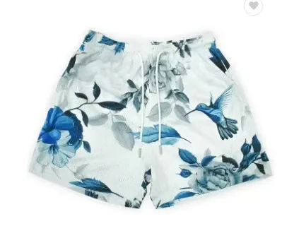 Design Floral Hummingbird Print Swim Trunks Swimwear - 1