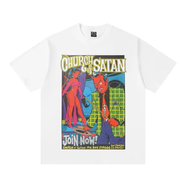 Design Church of Satan Graphic Print White T-Shirt - 1