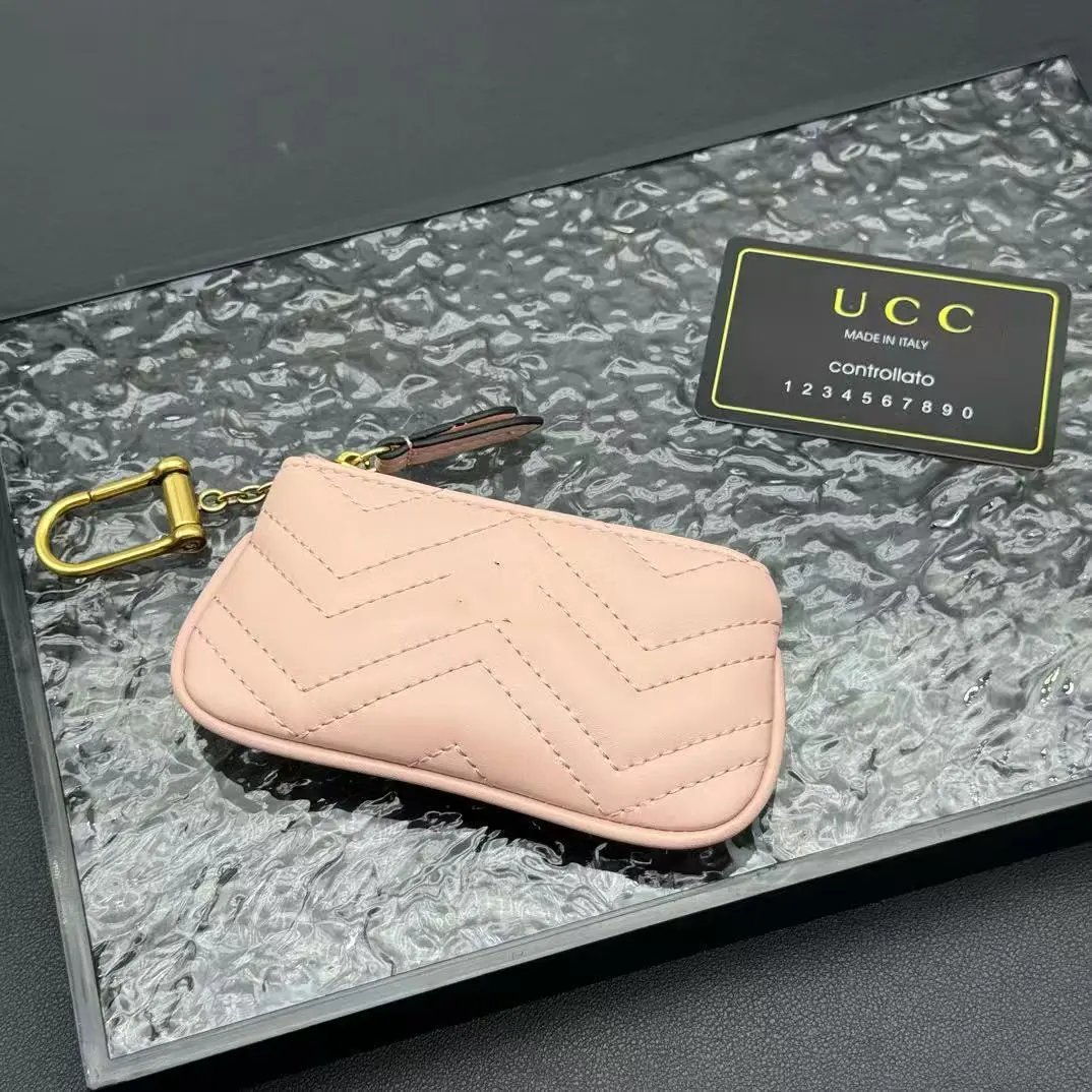 Design UCC Chevron-Quilted Key Pouch Black Wallet Coin Purse - 6