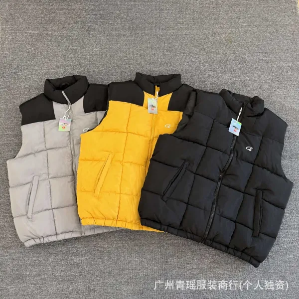 Design Puffer Vest Yellow / Black Colorblock Vest Outerwear.vest - 2