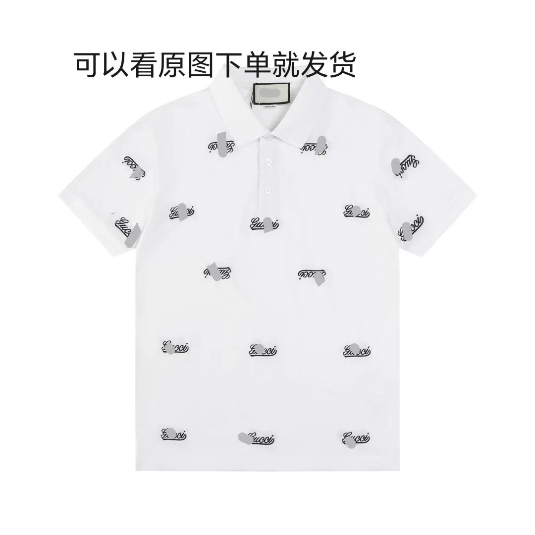 Gucci T-Shirts Short-Sleeve Polo Shirt with All-Over Logo Print image 3