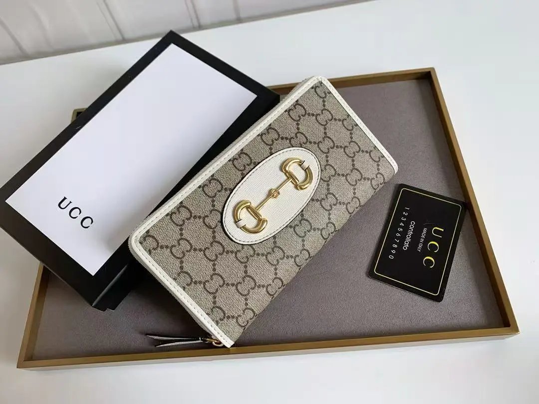 Gucci Horsebit 1955 GG Marmont Long Wallet Beige Canvas - 3