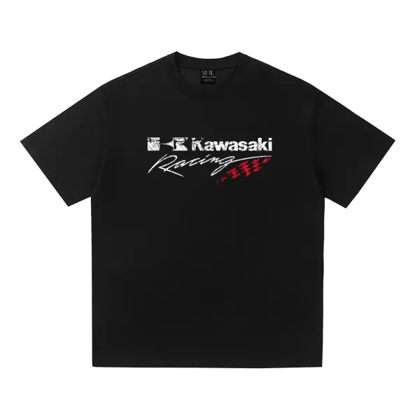 Design Kawasaki Racing Logo Black T-Shirt T-Shirts - 1