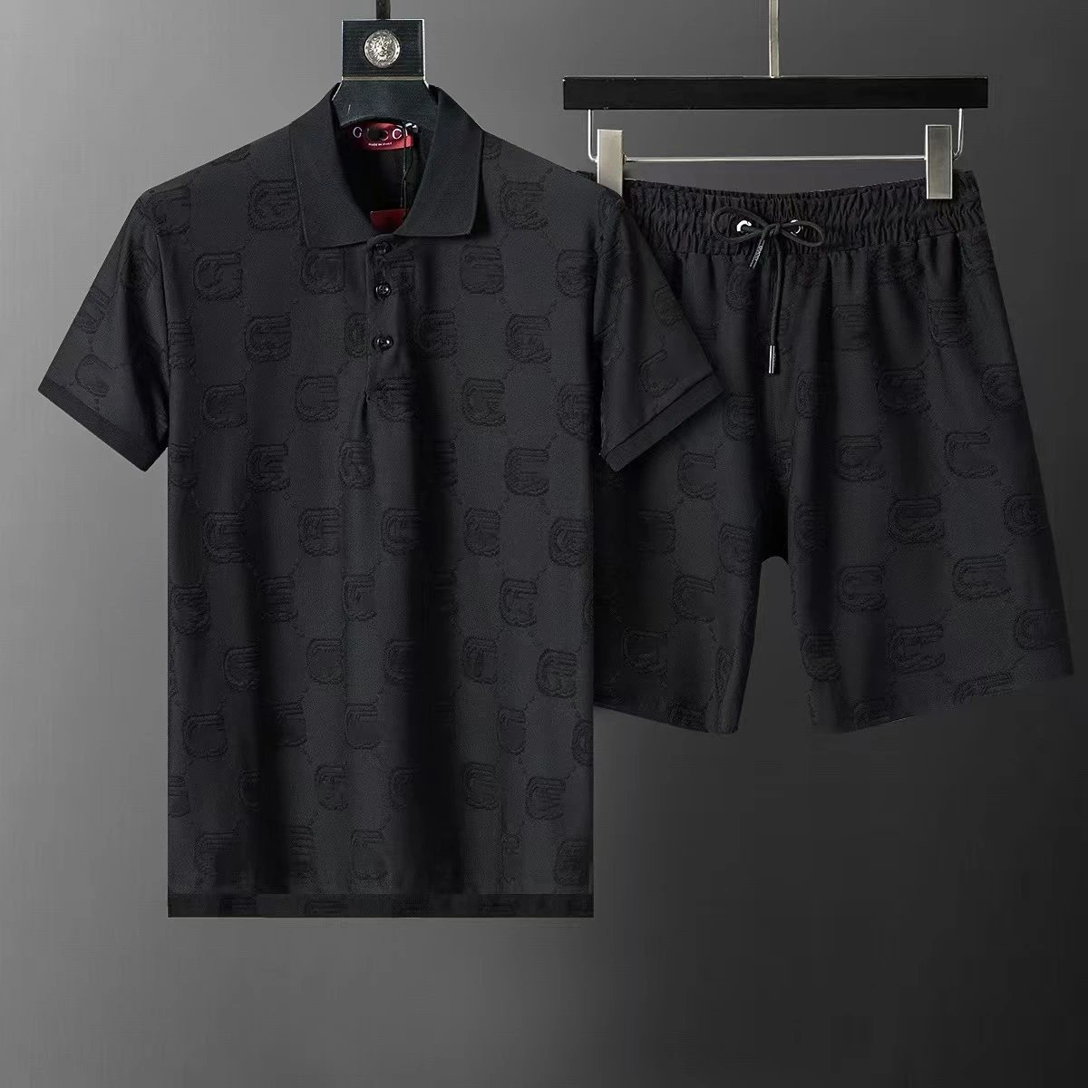 Gucci Matching Sets Double G monogram polo shirt and shorts set — 11