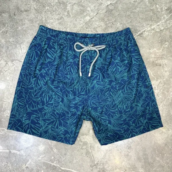 Design Paisley Floral Print Swim Trunks Gray Swimwear - 18