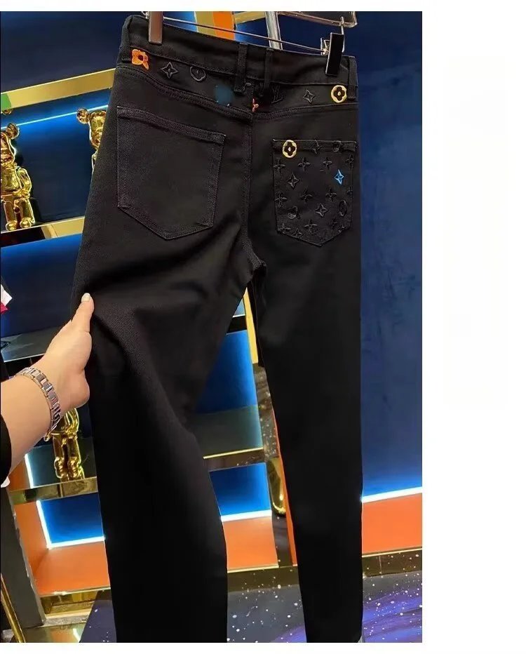 Louis Vuitton Monogram Embroidered Black Jeans - 15