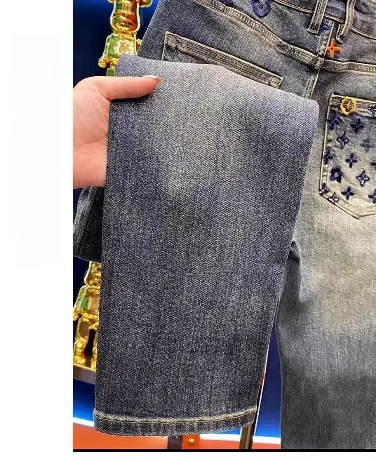Louis Vuitton Monogram Embroidered Black Jeans - 16