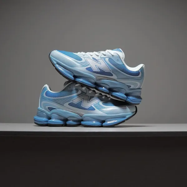 New Balance Fresh Foam X More v4 White Gray Blue Sneakers Running Shoes - 18