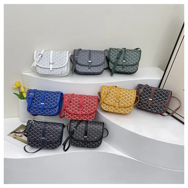 Goyard Saint Louis Mini Gray Chevron Print Saddle Bag Crossbody Bags - 23