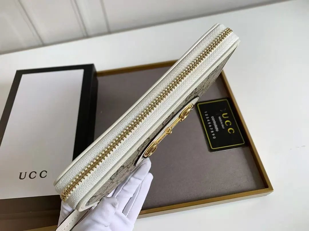 Gucci Horsebit 1955 GG Marmont Long Wallet Beige Canvas - 5