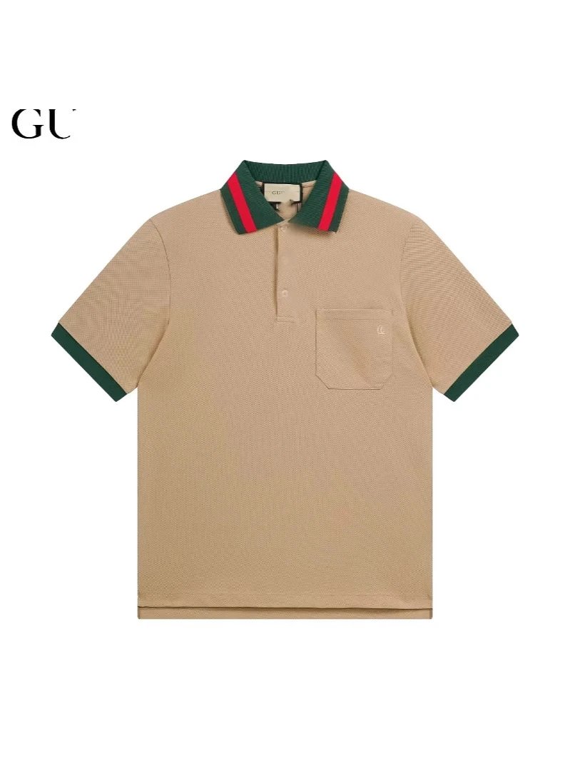 Gucci Web-Striped Collar Polo Beige Polo Shirt - 8