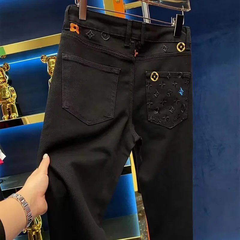 Louis Vuitton Monogram Embroidered Black Jeans - 3