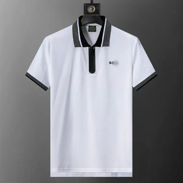 Design Zip-Neck Polo White with Black and Gray Trim Tops Polo - 1