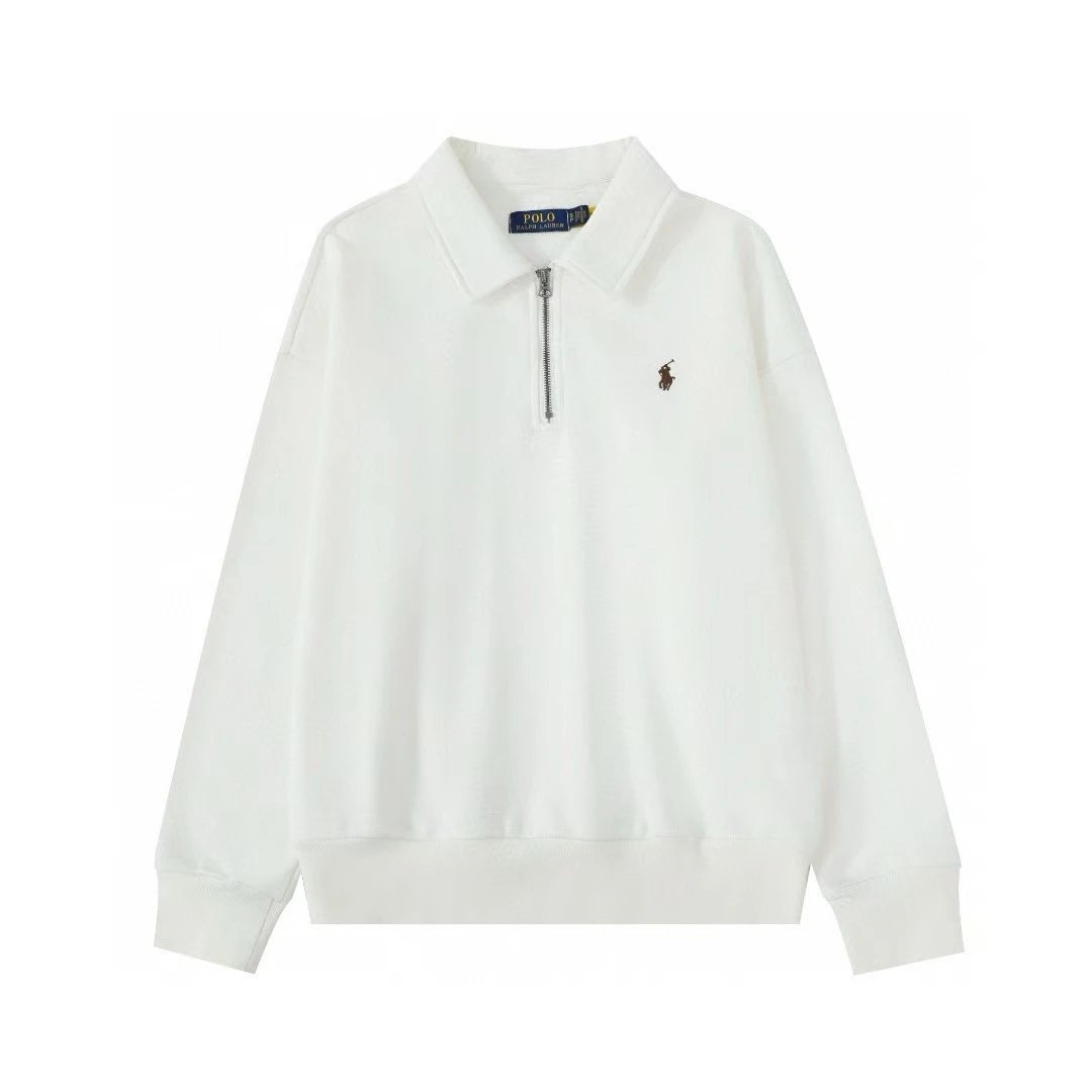Polo Ralph Lauren Hoodies & Sweatshirts Embroidered Pony Quarter-Zip Collared Sweatshirt — White