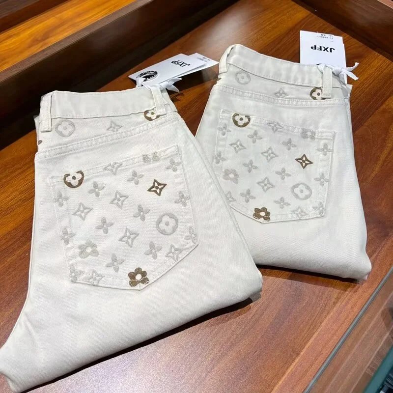 Louis Vuitton Monogram Embroidered Black Jeans - 4
