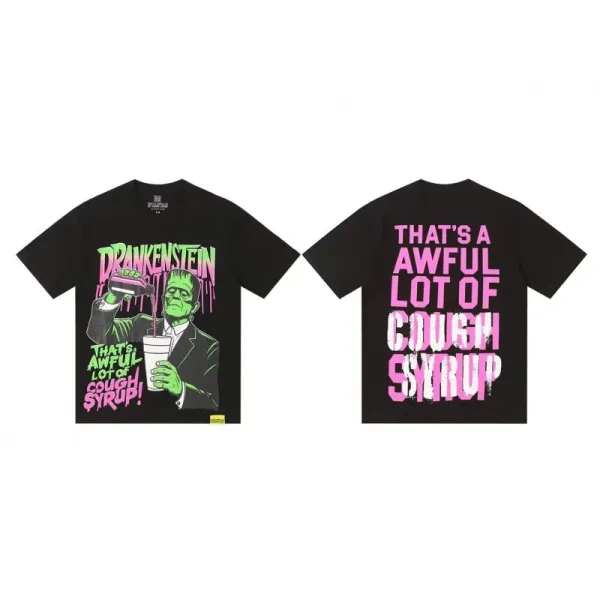 Design Drankenstein That's A Awful Lot Of Cough Syrup Black T-Shirt T-Shirts - 1