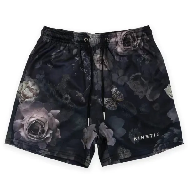 Design Kinetic Floral Print Swim Shorts Black Swimwear - 1