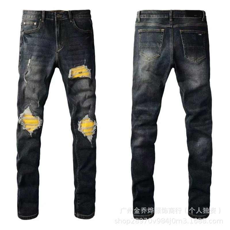 Design Distressed Black Snake-Embroidered Slim Fit Jeans - 15