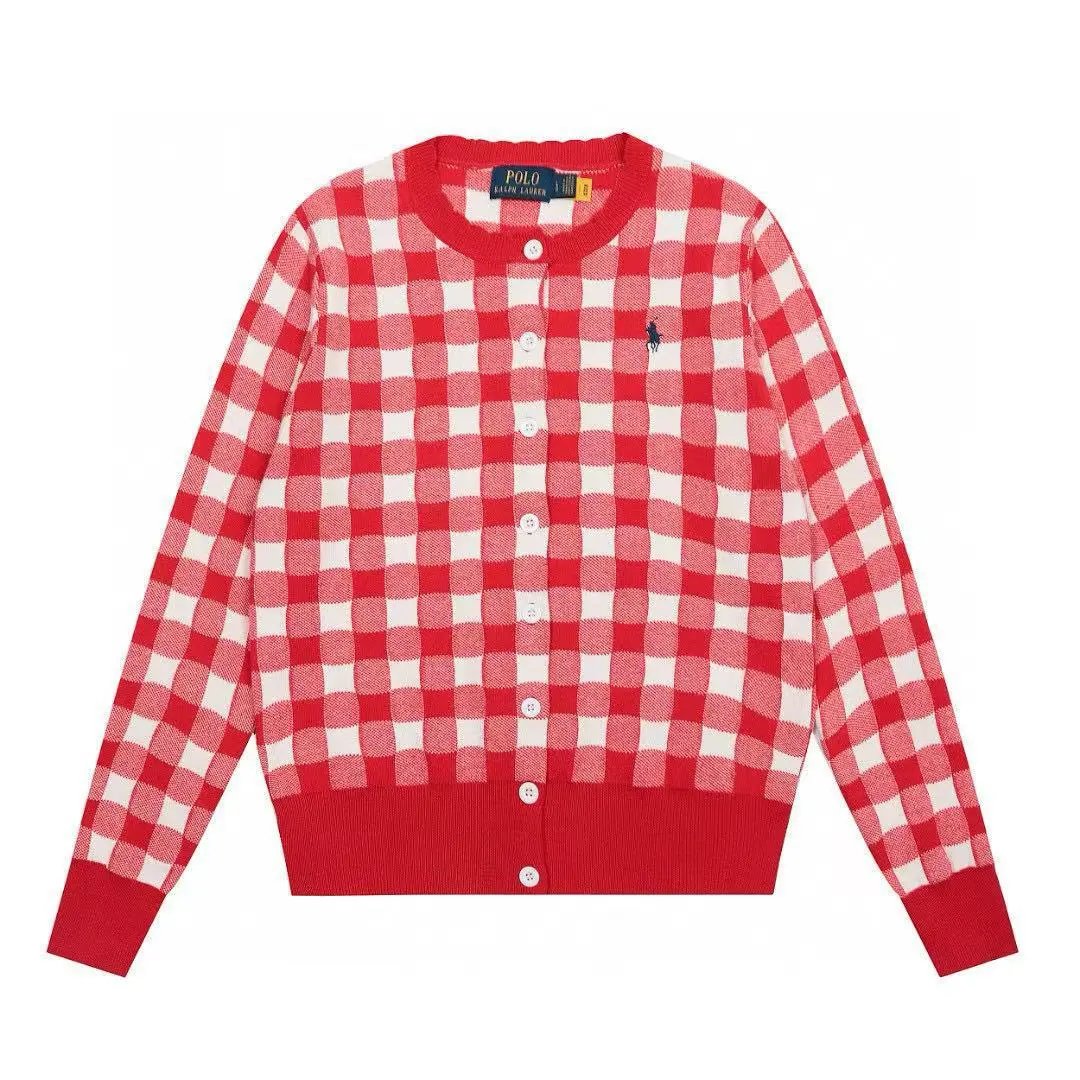 Polo Ralph Lauren Knitwear Gingham Button-Front Cardigan — Red