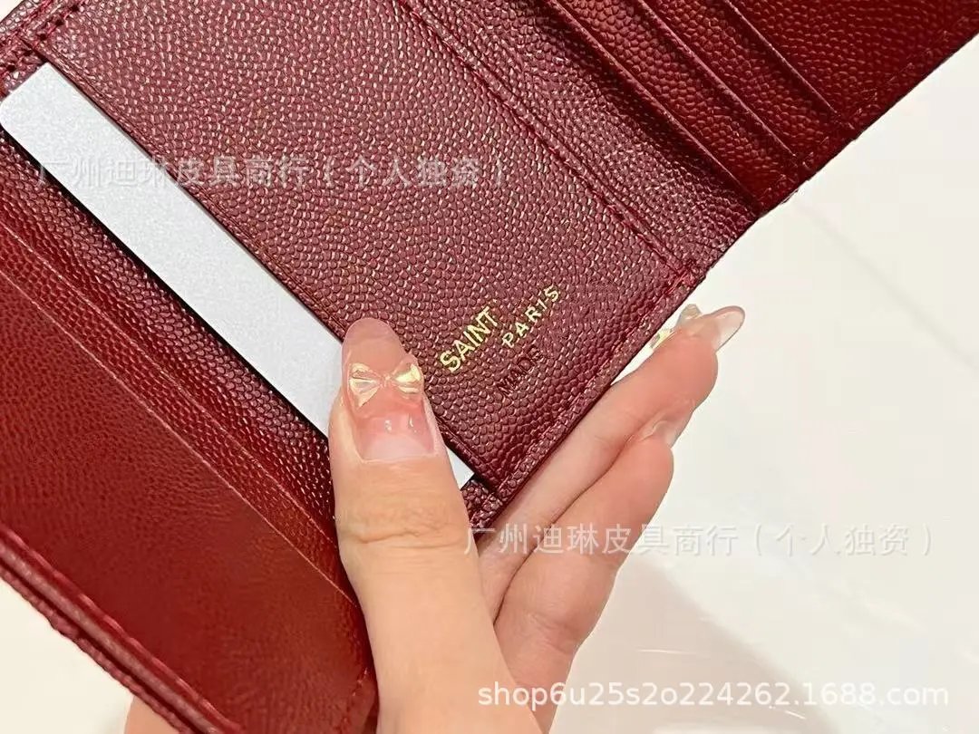 Saint Laurent Monogramme YSL Small Wallet Burgundy Short Wallet - 7