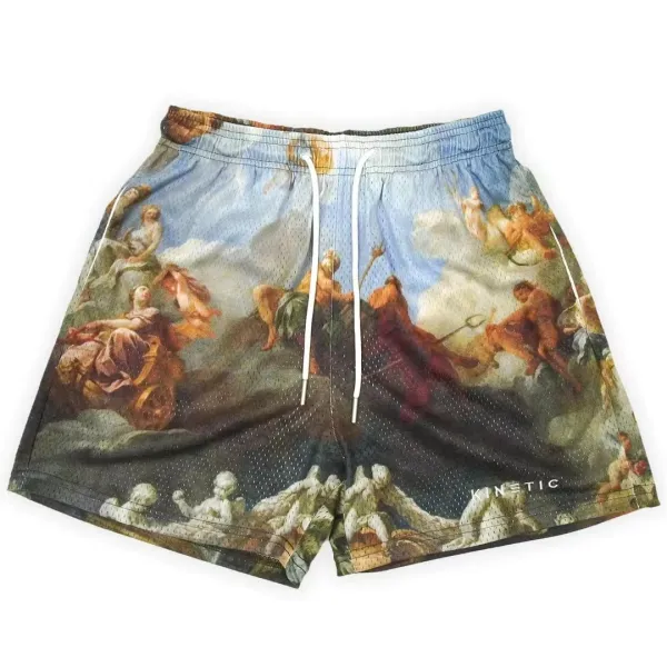 Design Kinetic Baroque Print Mesh Shorts Multicolor Shorts - 1
