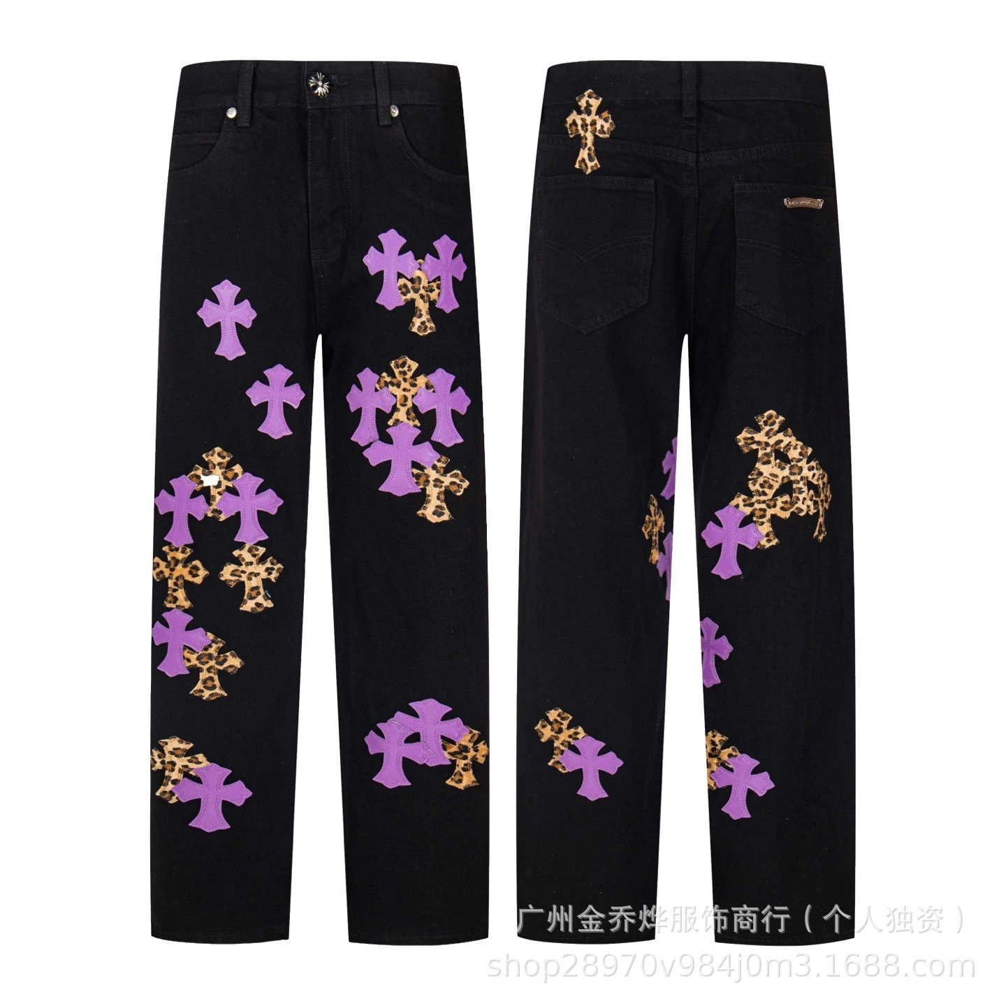 Chrome Hearts Cross-Embellished Black Carpenter Pants - 14