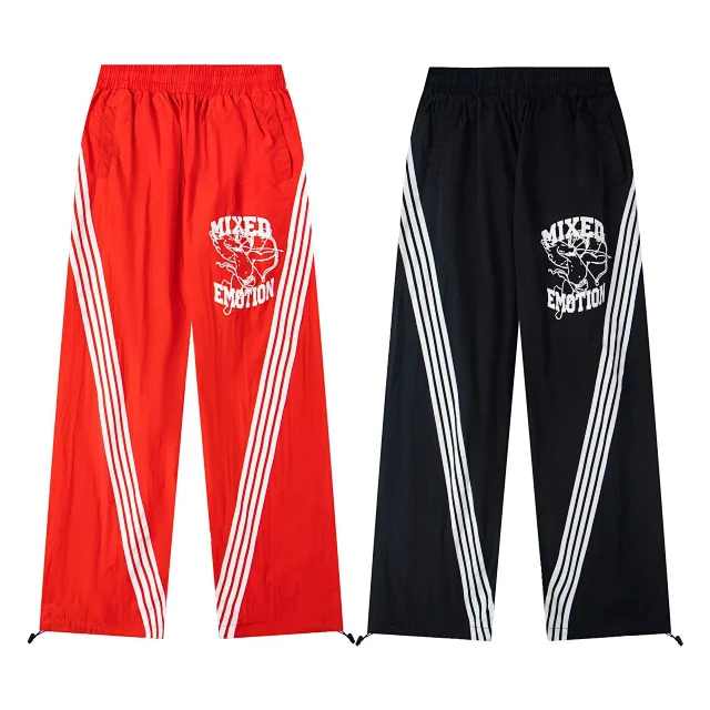 Mixed Emotion Trousers Striped Nylon Track Pants with Cupid Graphic product detail image 2