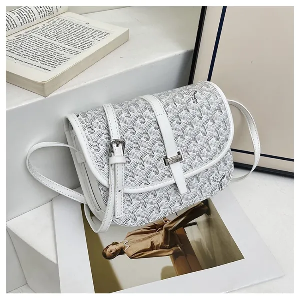 Goyard Saint Louis Mini Gray Chevron Print Saddle Bag Crossbody Bags - 14