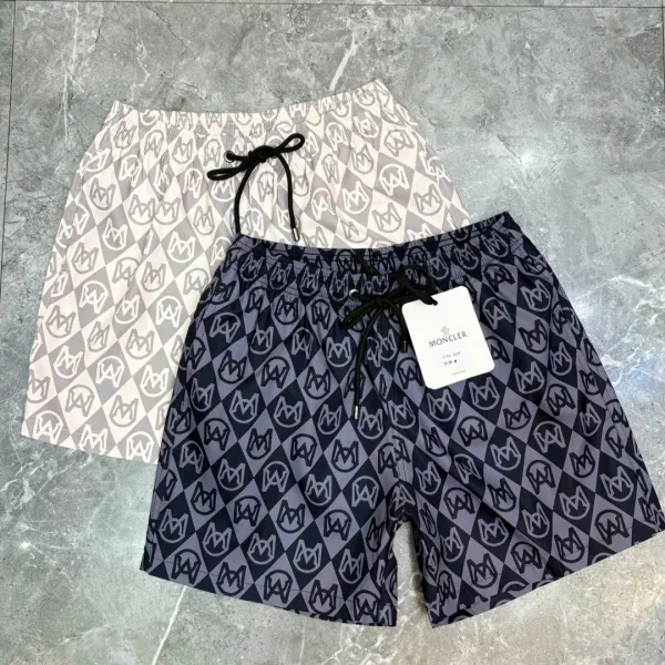 Design Monogram Diamond Pattern Swim Shorts Beige Gray Swimwear - 3