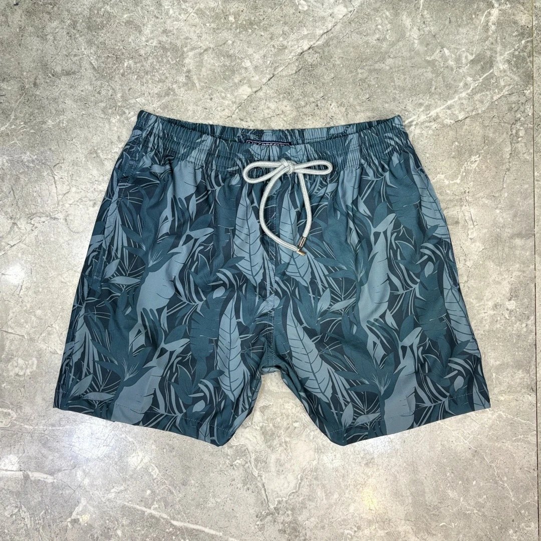 Design Paisley Floral Print Swim Trunks Gray Swimwear - 23