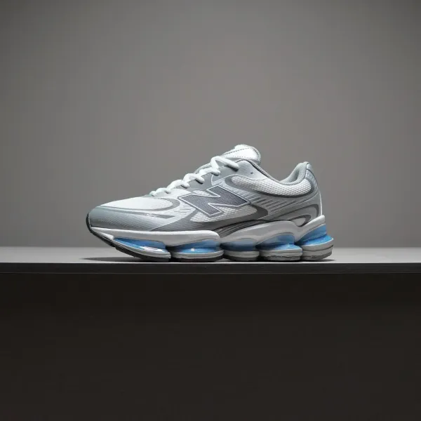 New Balance Fresh Foam X More v4 White Gray Blue Sneakers Running Shoes - 9