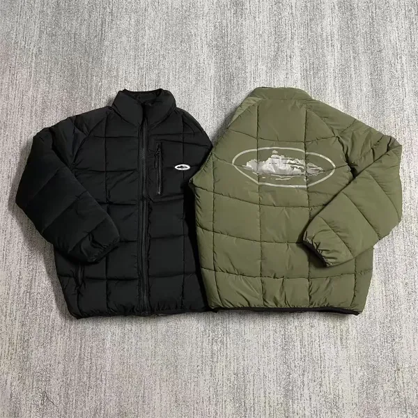 Design Puffer Jacket Olive Green Down Jacket - 7