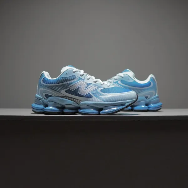 New Balance Fresh Foam X More v4 White Gray Blue Sneakers Running Shoes - 19