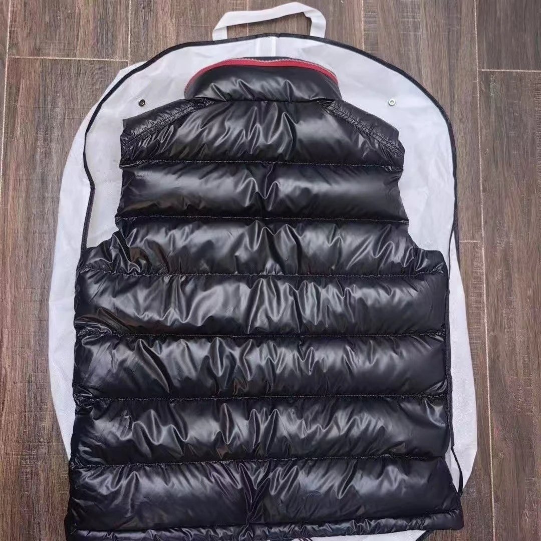 Moncler Vests Glossy quilted stand-collar down vest with contrast-trimmed collar image 4