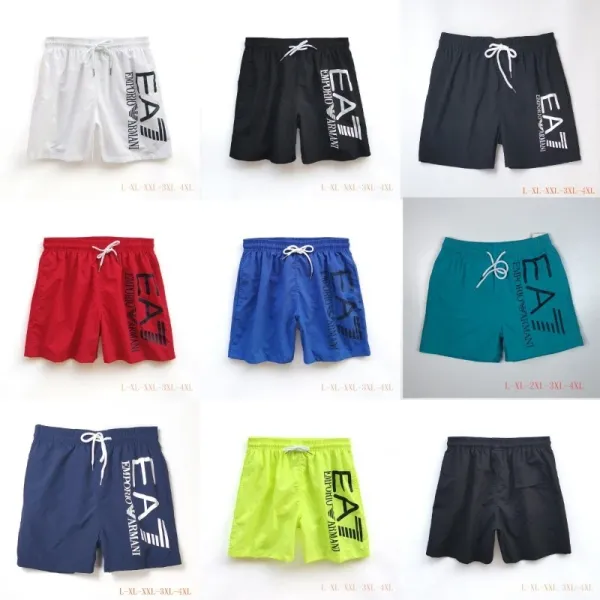 Emporio Armani Logo-Print Swim Shorts Blue Swimwear - 3