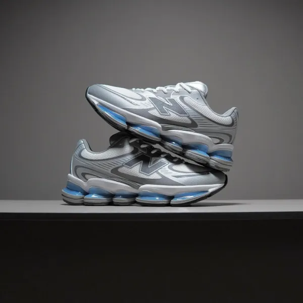 New Balance Fresh Foam X More v4 White Gray Blue Sneakers Running Shoes - 14