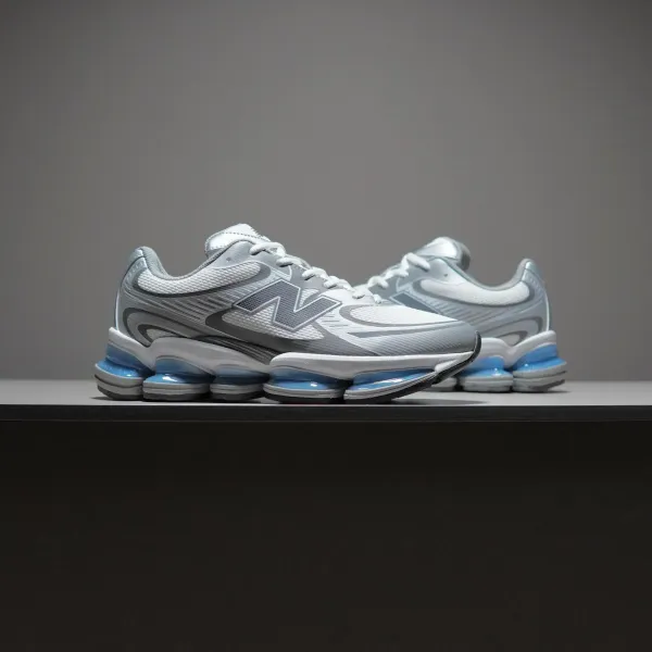 New Balance Fresh Foam X More v4 White Gray Blue Sneakers Running Shoes - 11