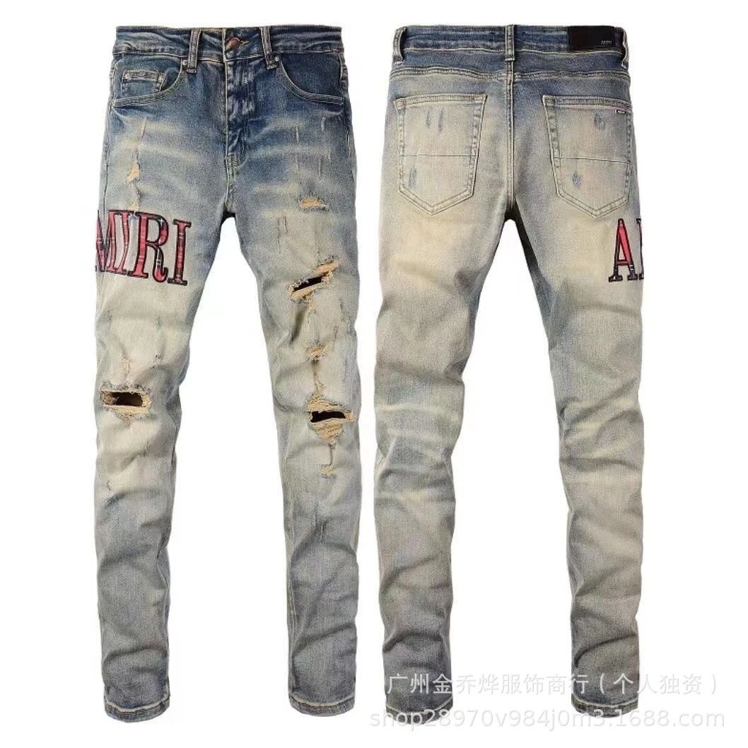 Design Distressed Black Snake-Embroidered Slim Fit Jeans - 21