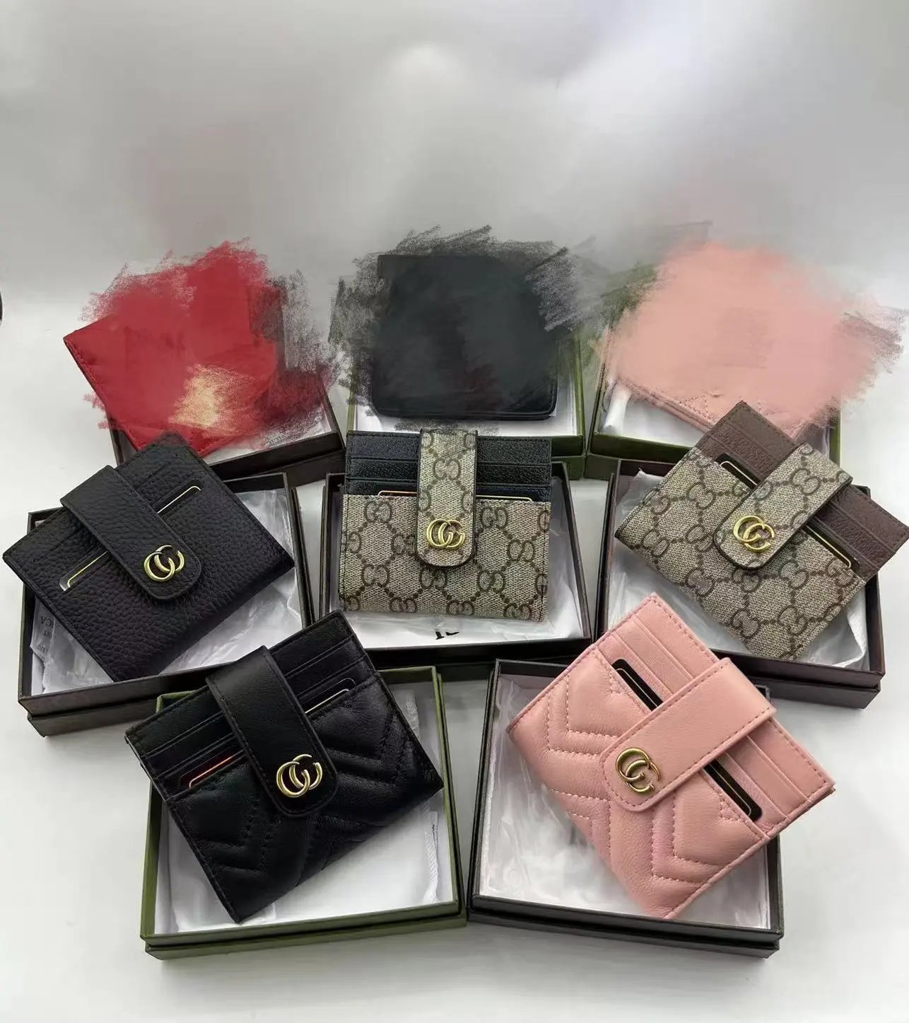 Tory Burch T39 and T40 Logo-Print Card Holders in Black / Beige and Brown / Beige Wallets - 3