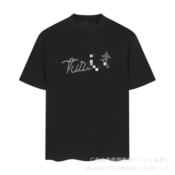 Design Script Logo Embellished Black T-Shirt - 16