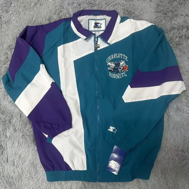 Design Starter Charlotte Hornets Color-Block Windbreaker Jacket Outerwear.windbreaker