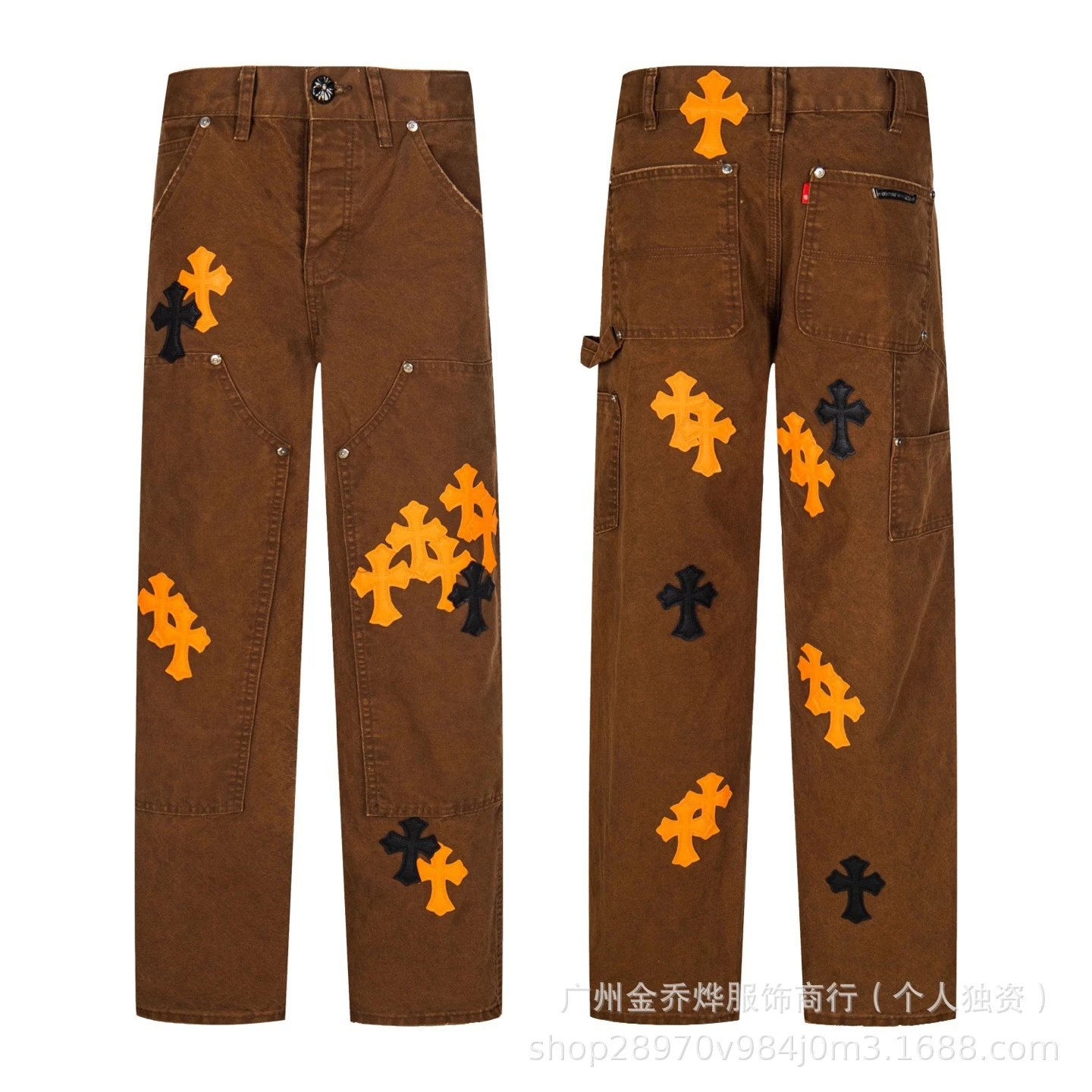 Chrome Hearts Cross-Embellished Black Carpenter Pants - 27