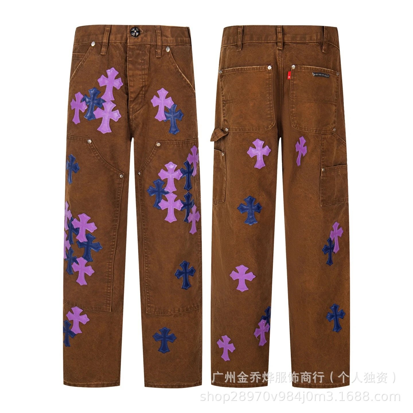 Chrome Hearts Cross-Embellished Black Carpenter Pants - 26